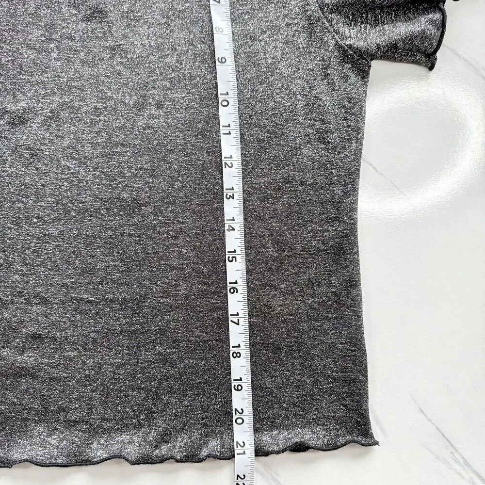 EUC Urban Outfitters Shimmer Y2K Baby T Silver Metallic Crop Top Lettuce Hem XL - Picture 12 of 13